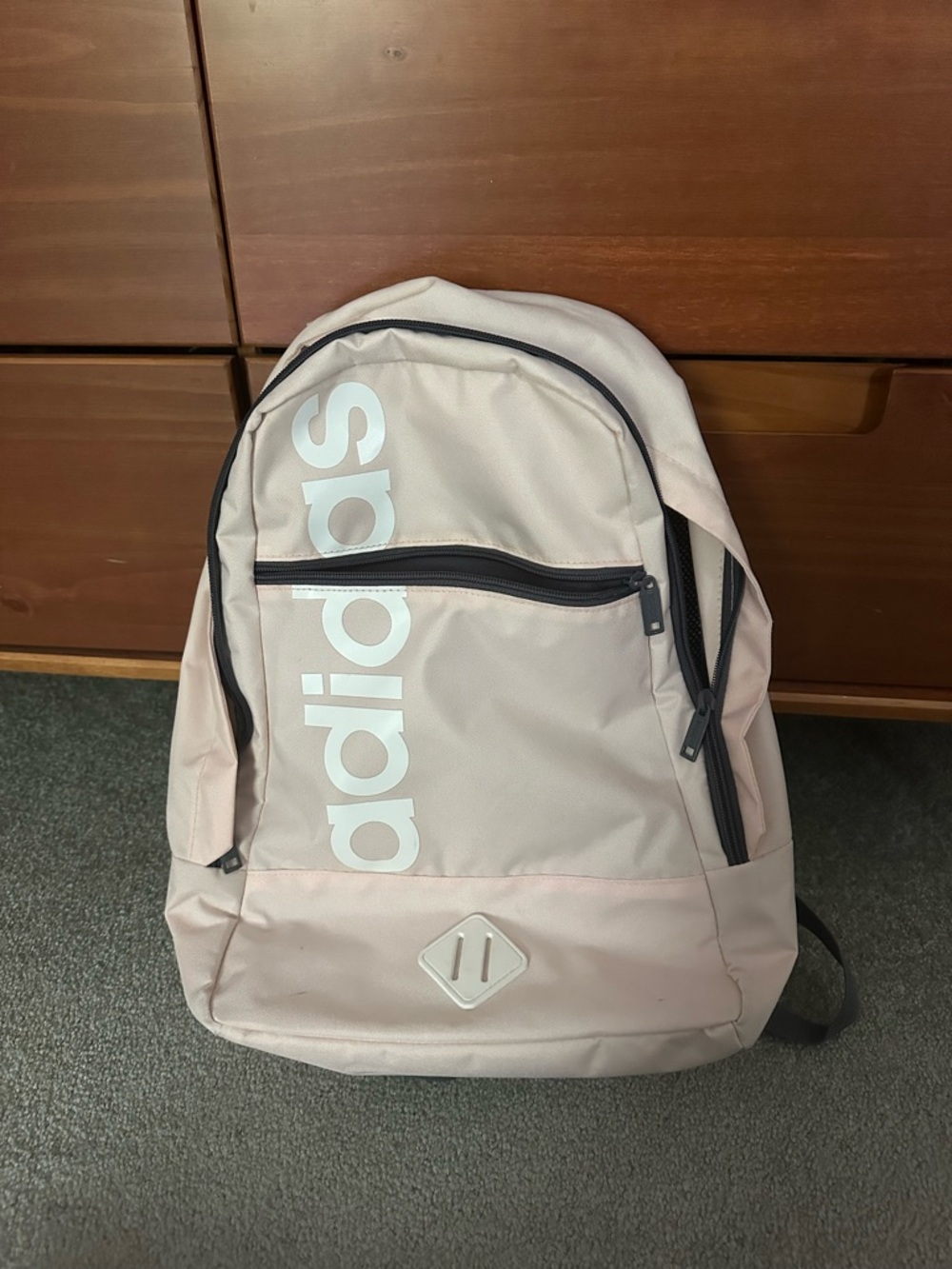 adidas Light Pink Logo Backpack with Black Trim